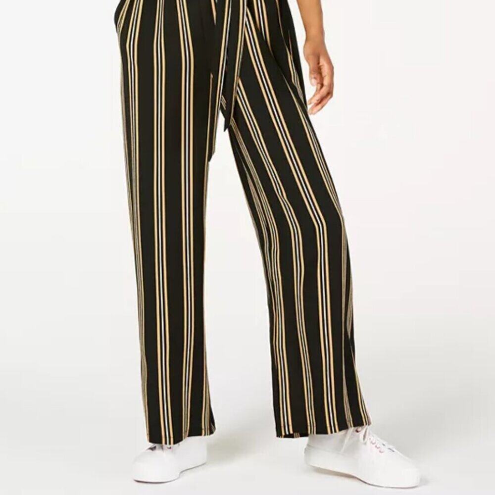 As U Wish Juniors' Solid & Striped Paperbag-Waist Jumpsuit XS EUC - Picture 2 of 13